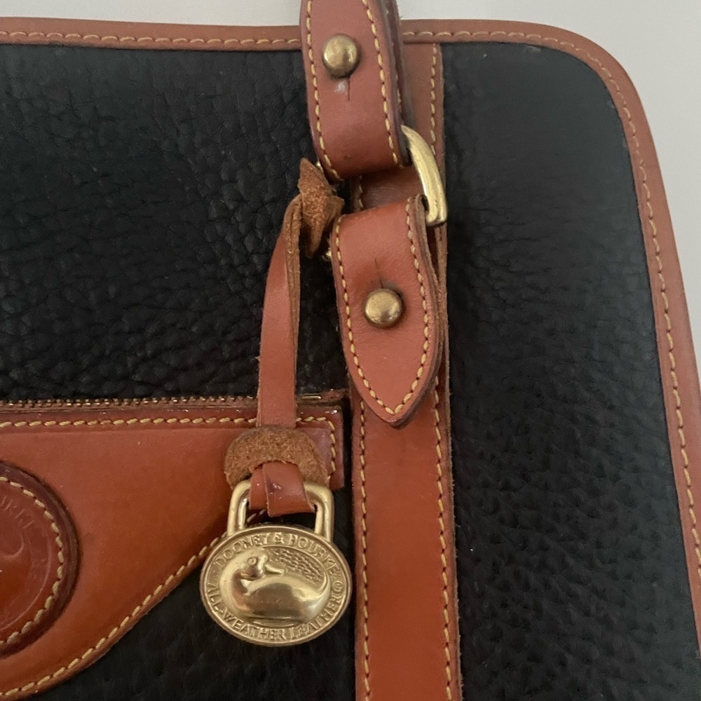 Dooney & Bourke Pebbled Leather All Weather Bag Dark Navy British Tan - Picture 4 of 14